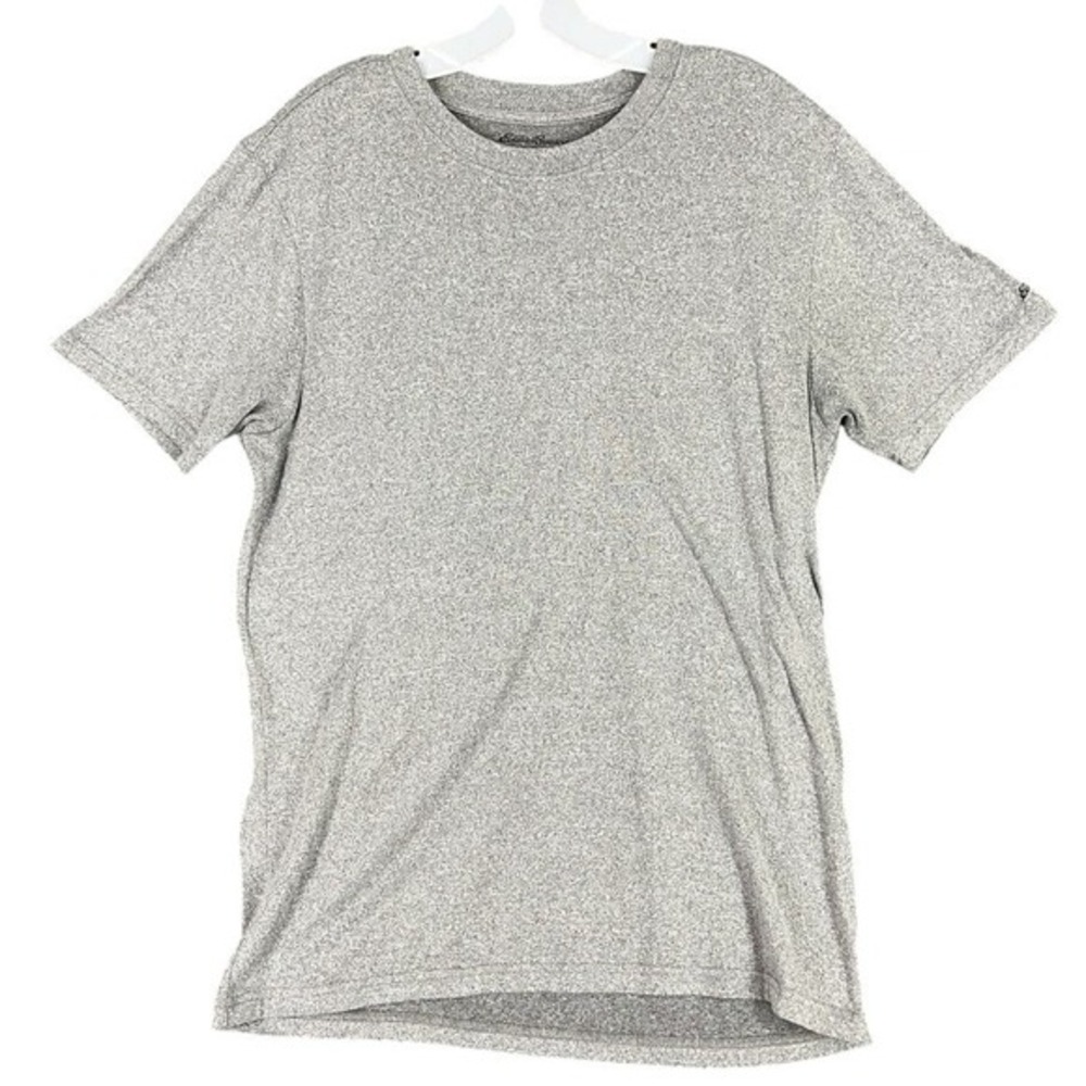 Eddie Bauer Short Sleeve Stretch Activewear Gym Shirt mens M Gray Yoga Training